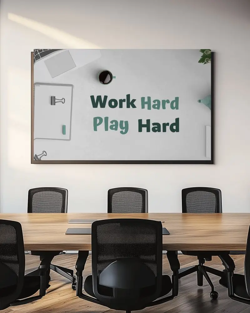 Executive Meeting Room Canvas Mockup With Soft Lighting And Streamlined Furnishings