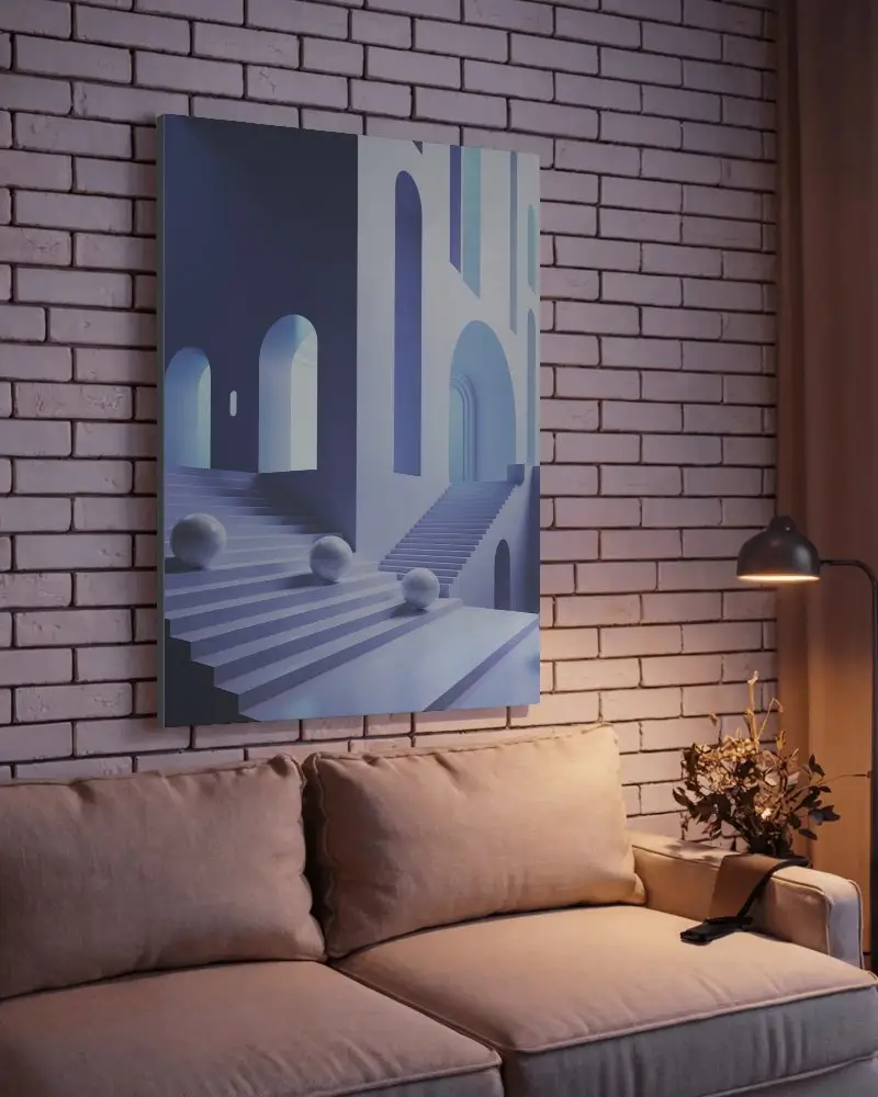 vertical-canvas-frame-mockup-hanging-on-brick-wall-above-comfy-sofa-lamp-and-dried-flowers