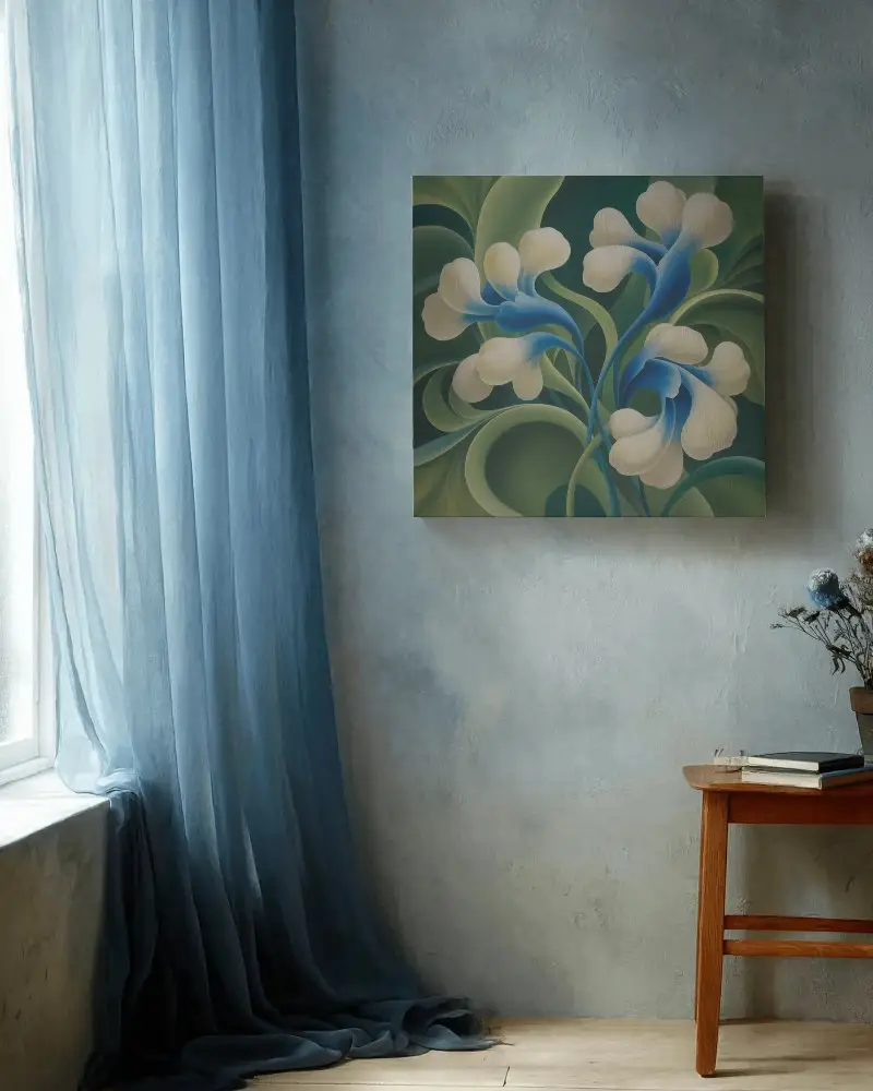 cozy-living-space-with-canvas-mockup-hanging-on-wall-near-window-and-sheer-curtains