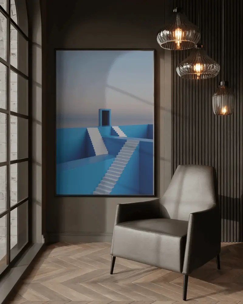 vertical-canvas-mockup-by-large-window-in-dark-toned-interior-with-modern-armchair