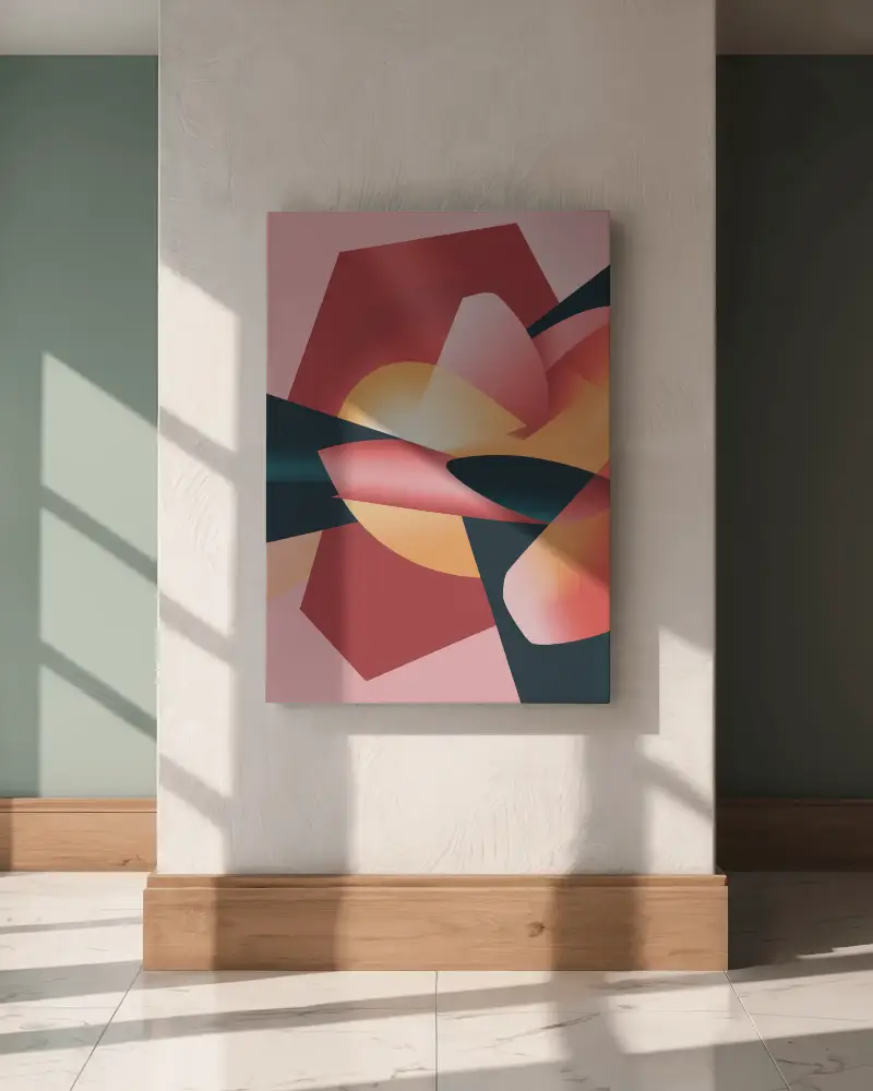 canvas-mockup-on-textured-wall-with-soft-sunlight-shadows-and-wooden-floor-tile-details