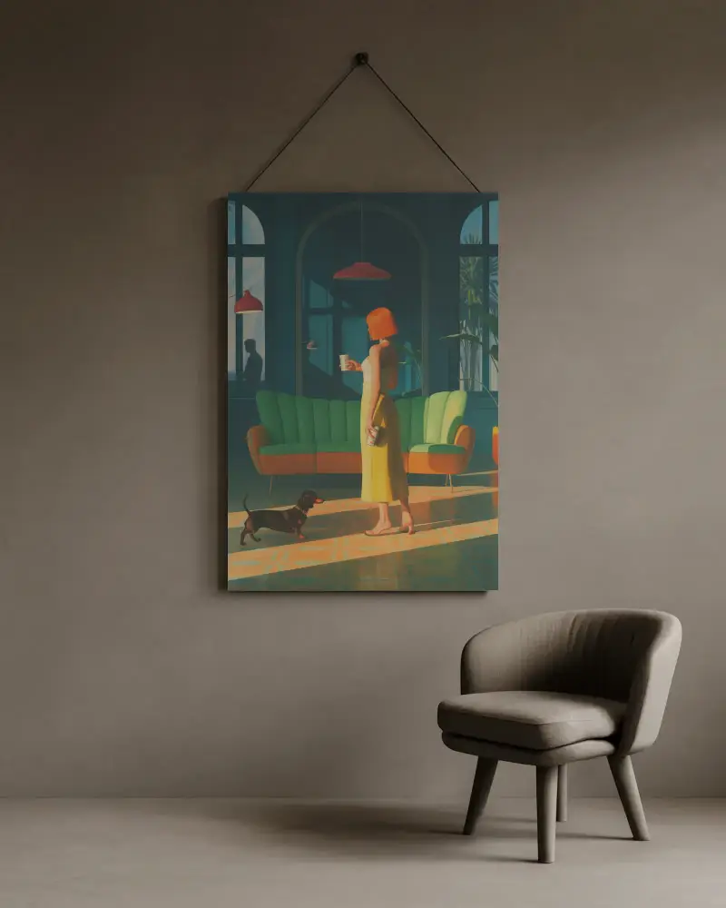 hanging-canvas-mockup-on-warm-brown-wall-with-minimal-modern-armchair-in-neutral-tones