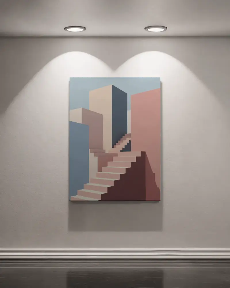 minimal-white-wall-mounted-canvas-mockup-with-ceiling-spotlights