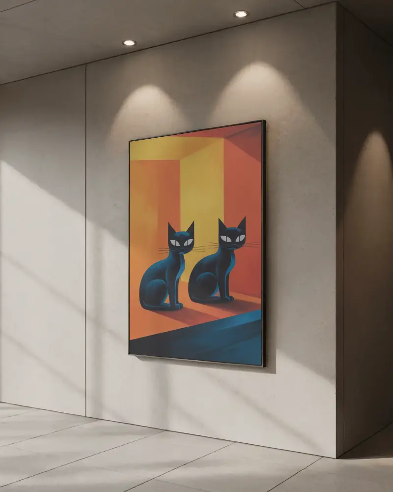 Minimalist Wall Canvas Mockup Under Spotlights Modern Gallery