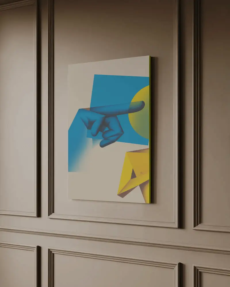 Luxury Wall Canvas Mockup On Brown Panel Wall Interior