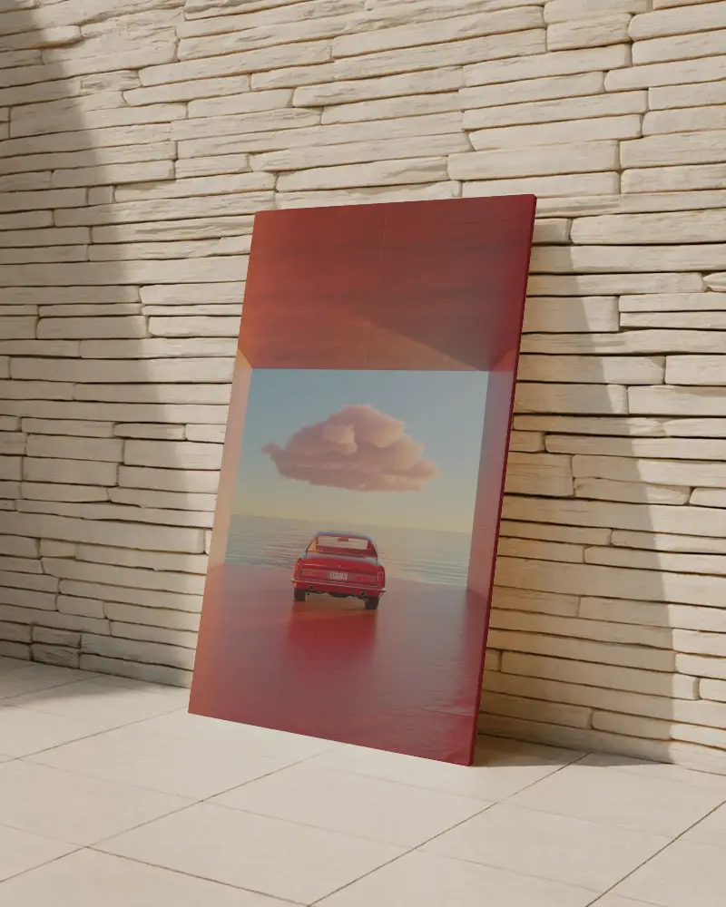 Large Wall Canvas Mockup Under Spotlights In Gallery