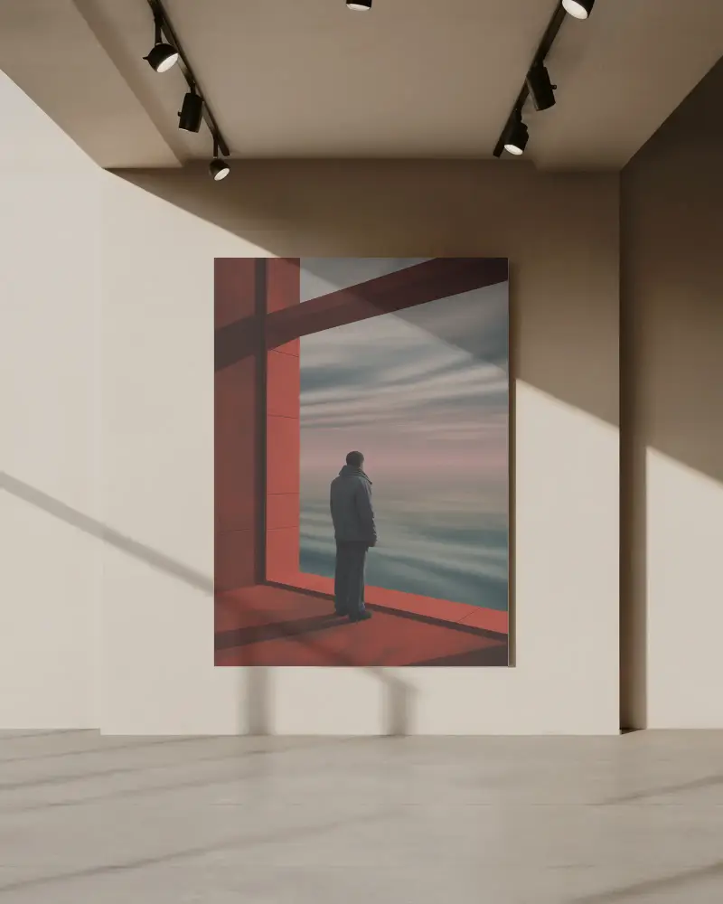 Vertical Canvas Mockup With Pendant Light And Shadows
