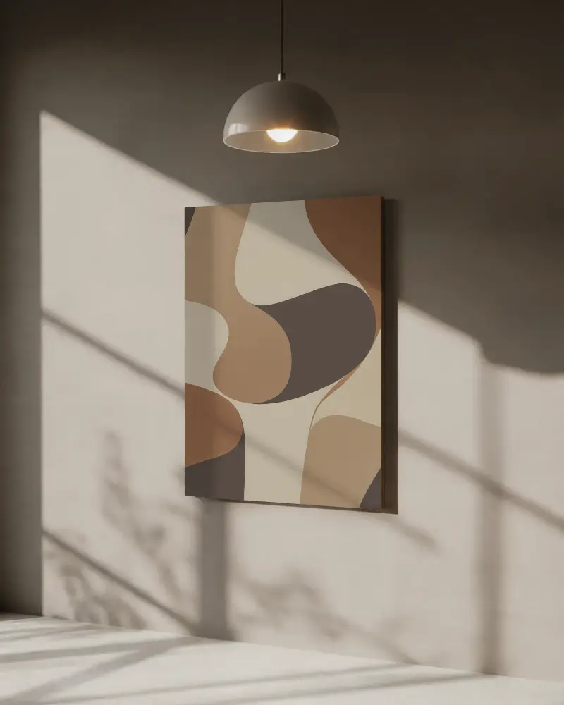 Vertical Canvas Mockup With Pendant Light And Shadows