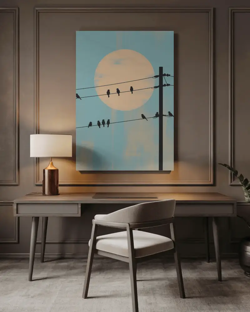 Desk Wall Canvas Mockup In Luxury Home Office