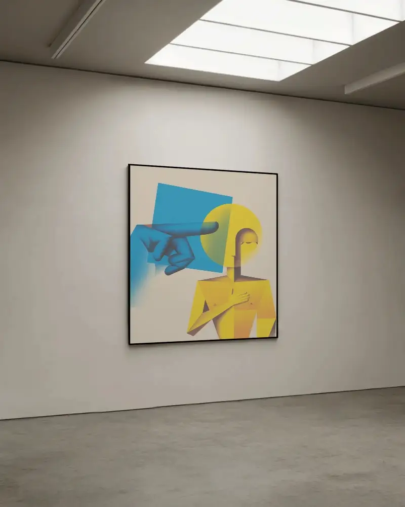 Blank Canvas Mockup On Textured Wall With Natural Light For Art Print Promotion