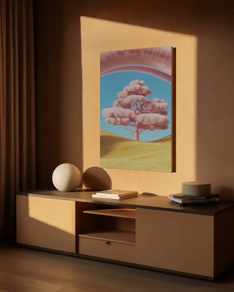 Elegant Living Room Canvas Mockup With Clean Lines Low Profile Unit And Textured Wall Background