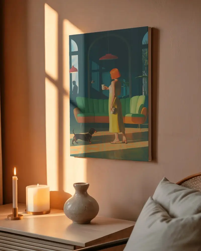 Cozy Interior Wall Canvas Mockup With Natural Light Shadow And Decorative Elements