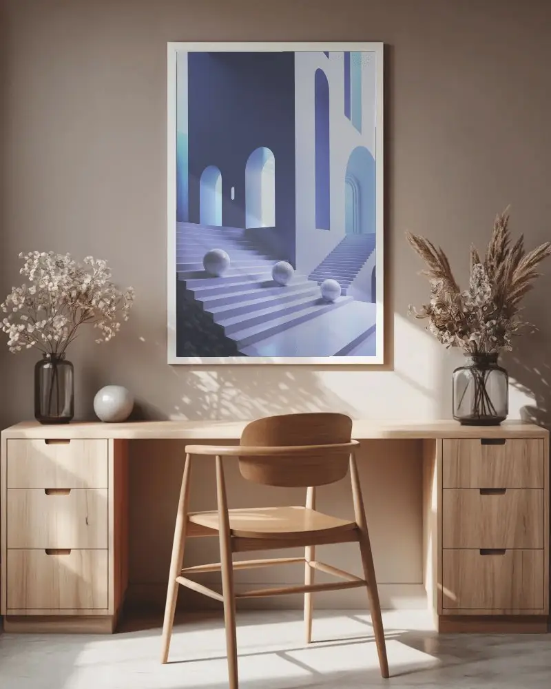 Modern Minimalist Canvas Mockup In Contemporary Home Office For Art