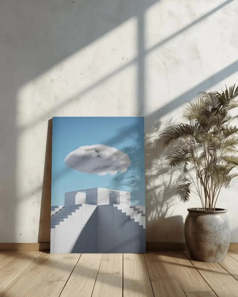 Minimalist Canvas Mockup With Shadow Play On Wall For Modern Home Decor Ideas