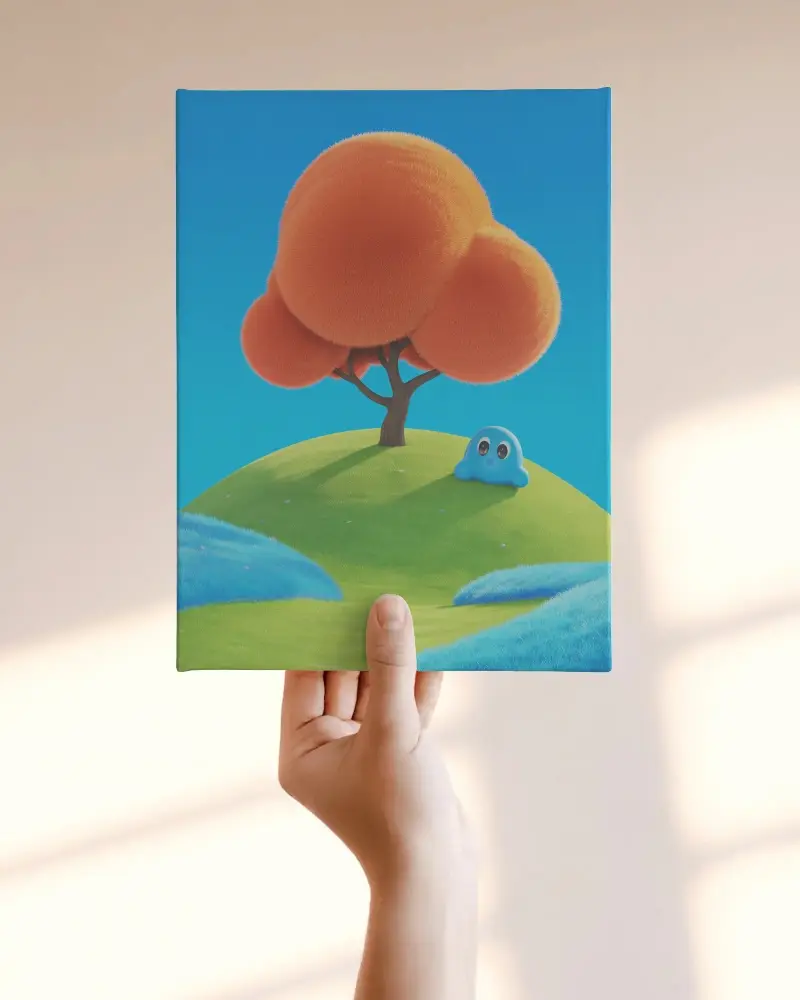 Hand Holding Minimalist Canvas Mockup For Artwork Display And Presentation