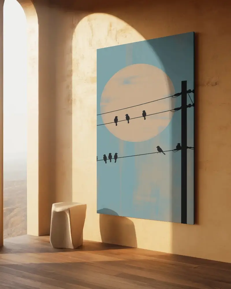 Modern Canvas Mockup On Minimalist Textured Wall With Natural Light