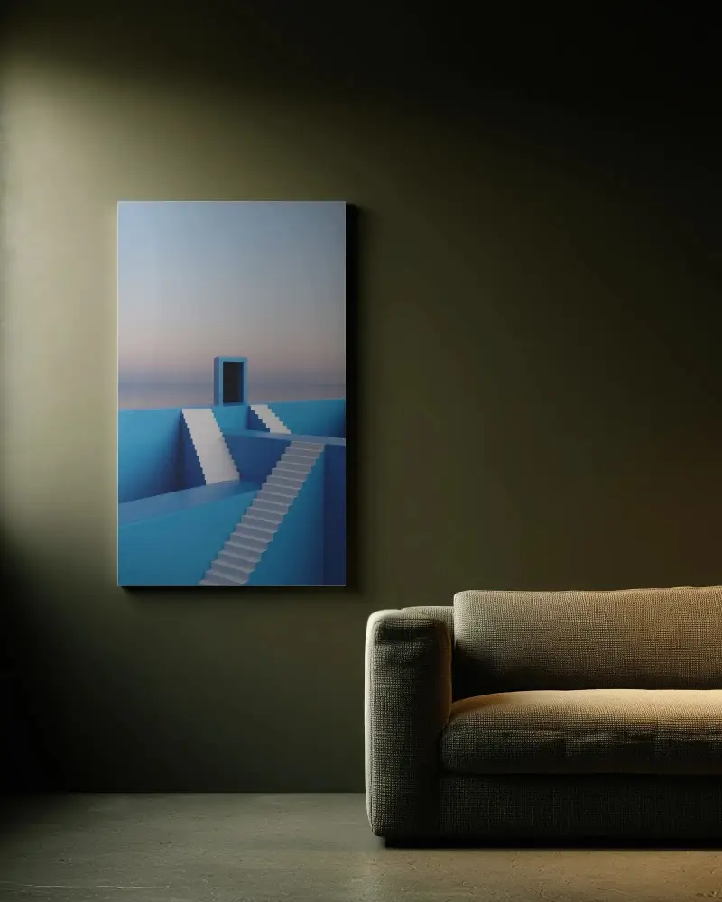 Modern Living Room With Canvas Mockup Above Sofa For Wall Art Display