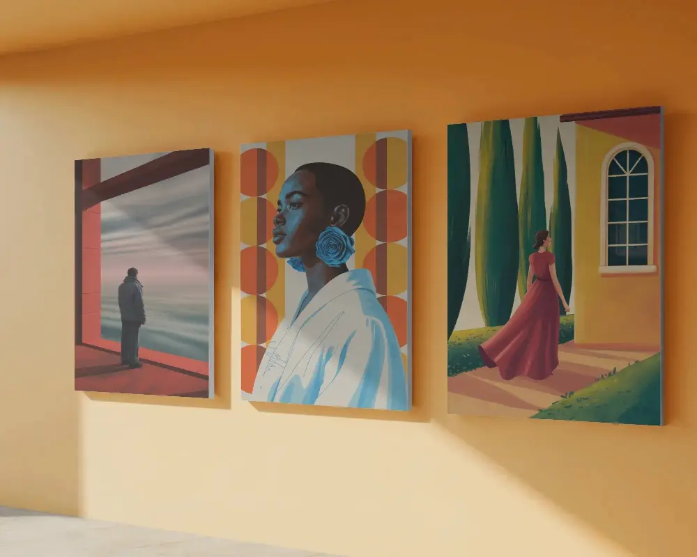 Modern Canvas Mockups For Art Displays Wall Mounted Vertical Layouts Perfect For Gallery Visuals