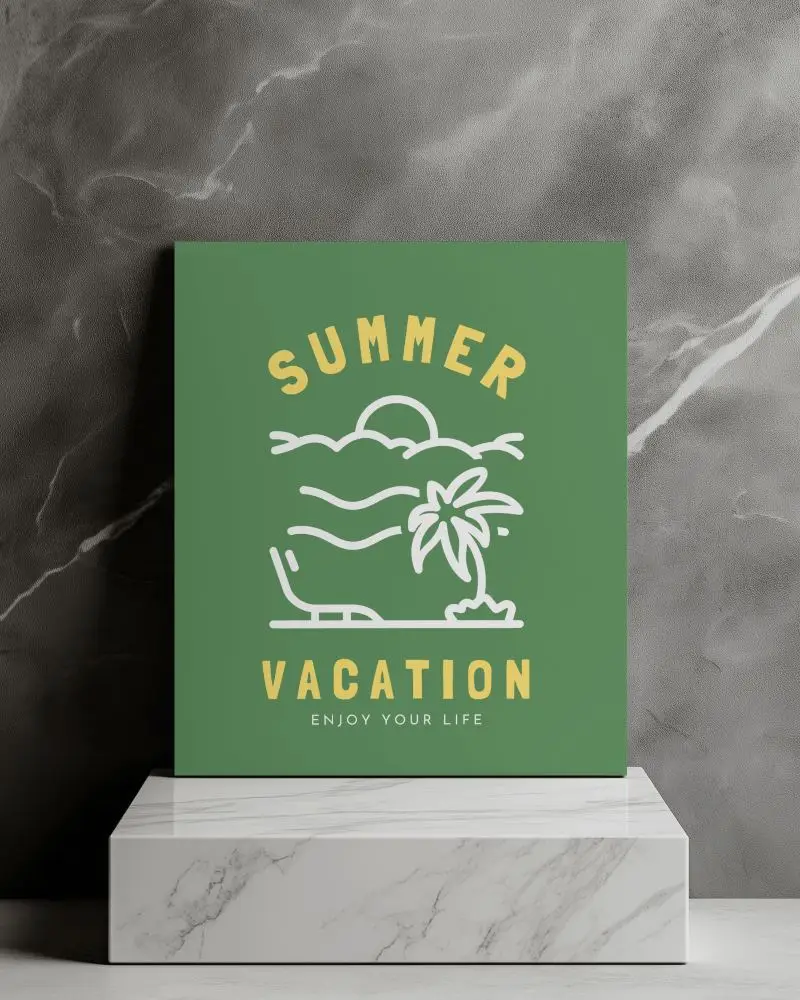 Luxury Marble Pedestal Canvas Mockup Dark Veined Stone Wall High End Aesthetic 038