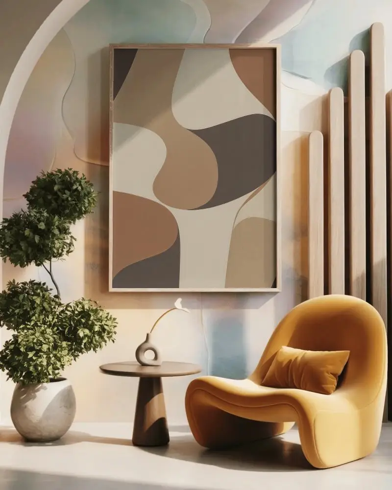 Modern Living Room Canvas Mockup Minimal Interior Design With Comfortable Chair And Decor