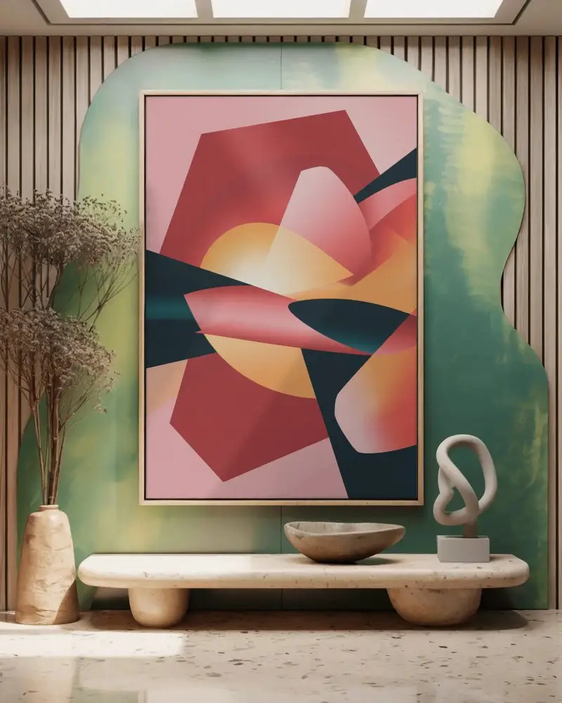 Modern Living Room Canvas Mockup Wall Art Presentation With Decorative Elements Design