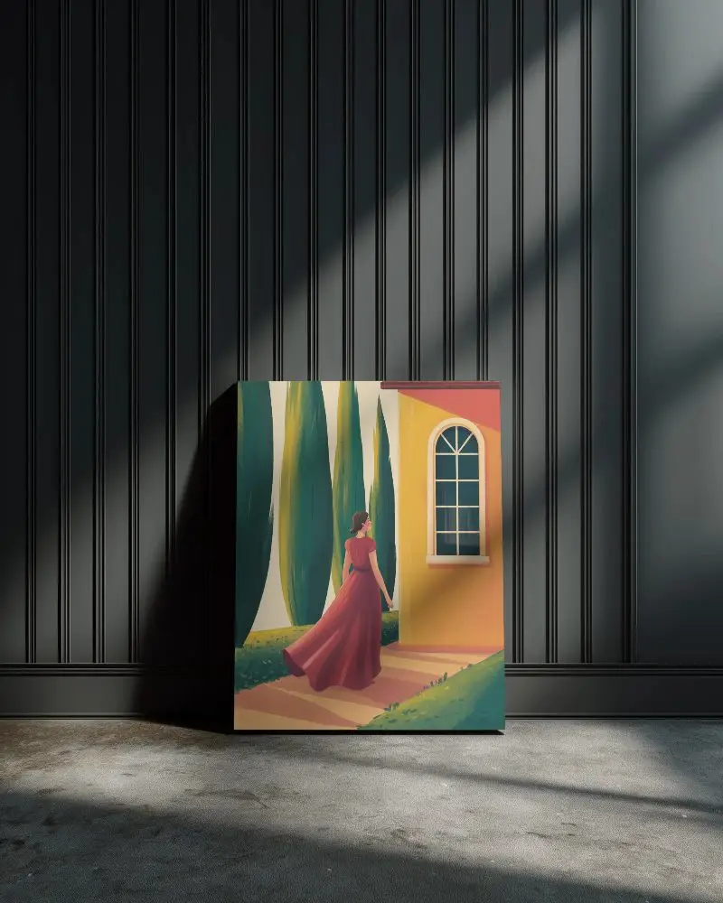 Studio Canvas Mockup With Shadowed Textured Background For Art Presentation