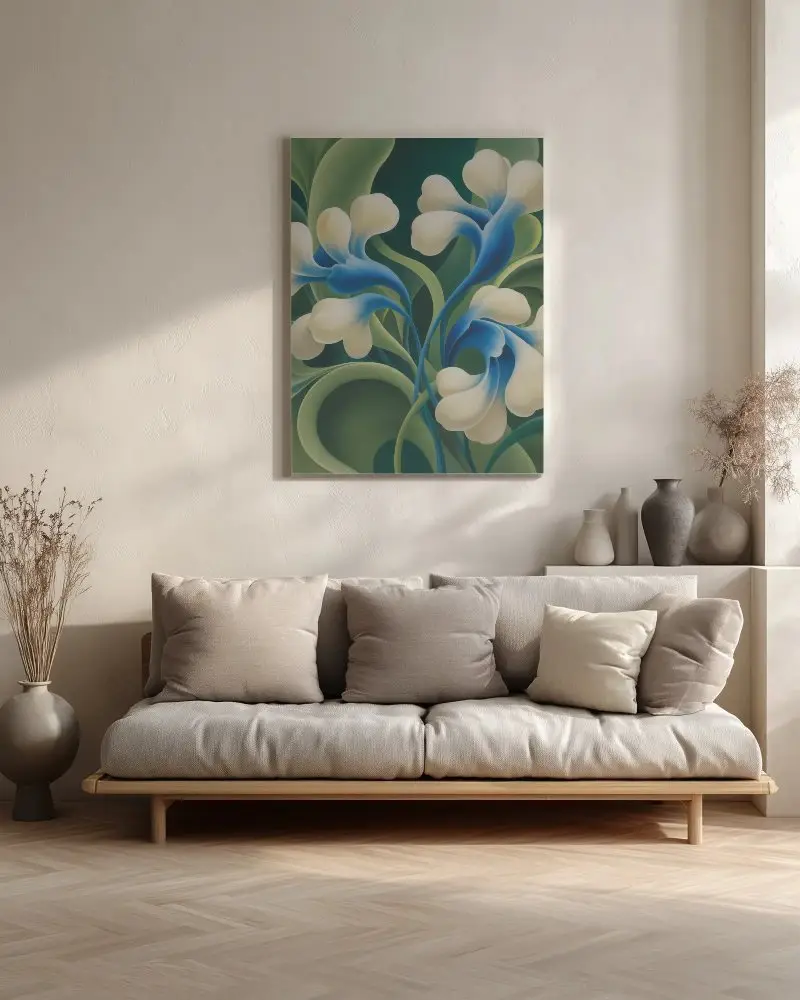 Modern Living Room Canvas Mockup Scandinavian Design Minimalist Home Decoration