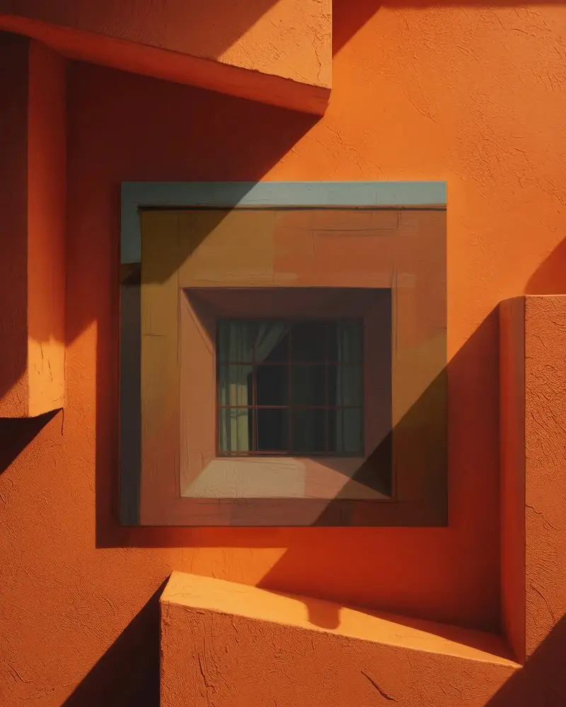 Geometric Terracotta Wall Canvas Mockup With Bold Architectural Shadows