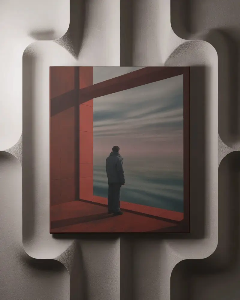 Minimal 3d Embossed Backdrop Canvas Mockup In Warm Grey Studio Setting