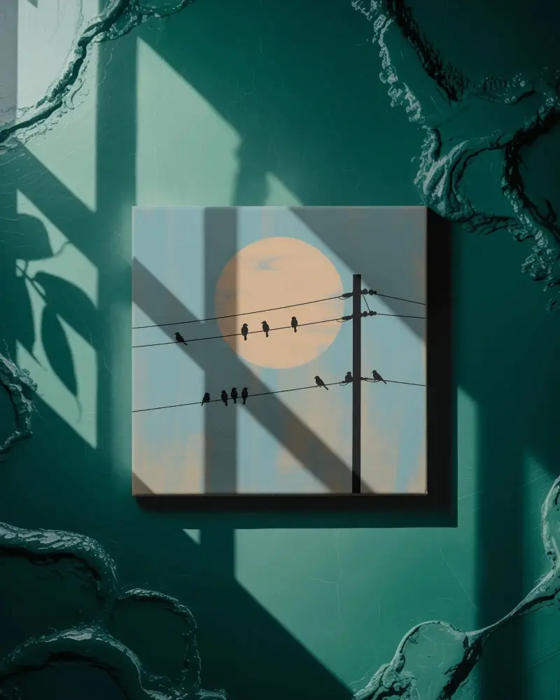 Emerald Textured Wall Canvas Mockup With Bold Window Shadow And Organic Edge Accents