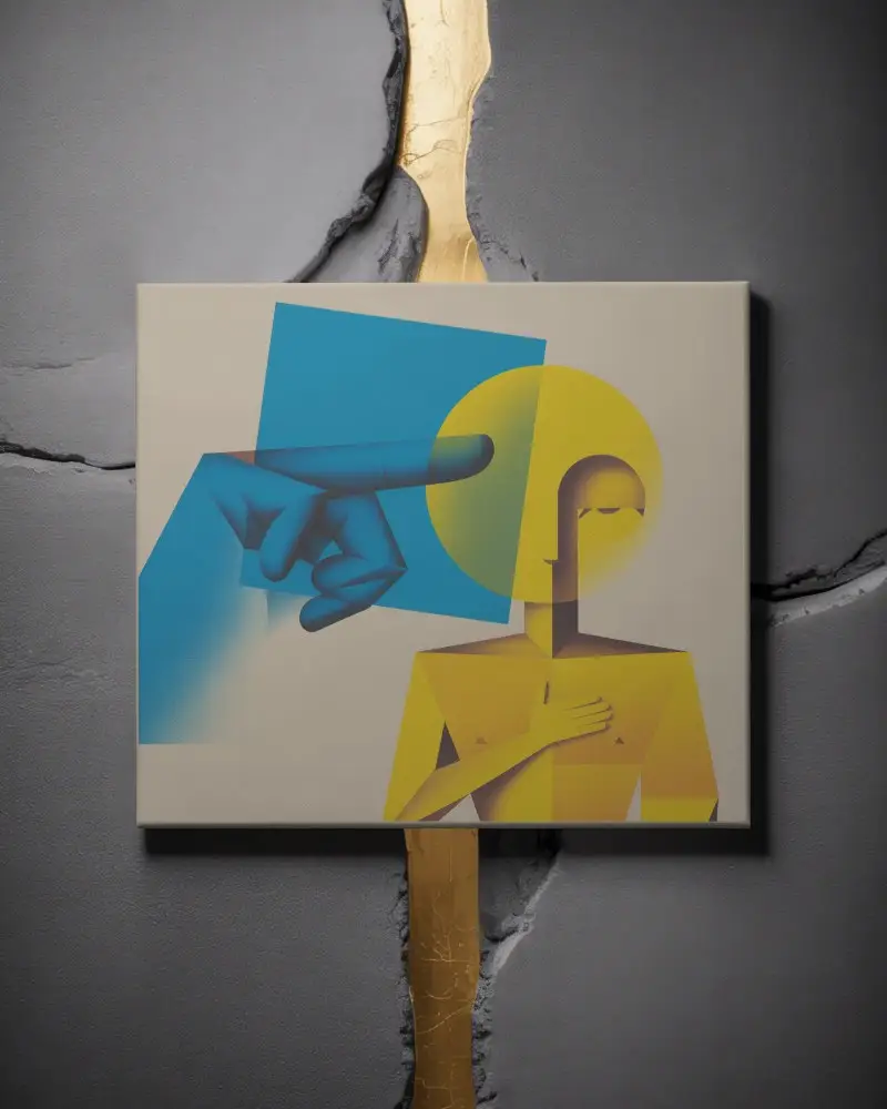 Kintsugi Inspired Cracked Wall Canvas Mockup With Luxury Gold Vein Accent