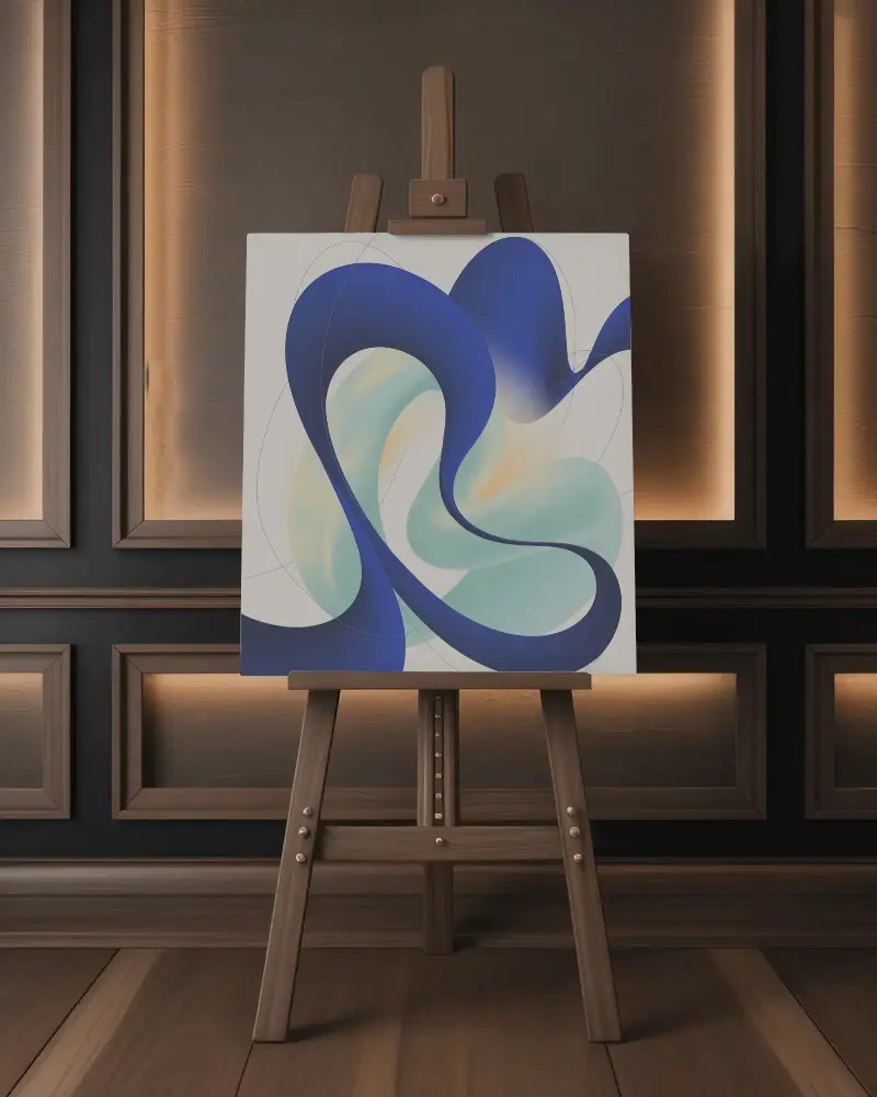 Luxury Panel Wall Easel Canvas Mockup With Warm Ambient Backlighting