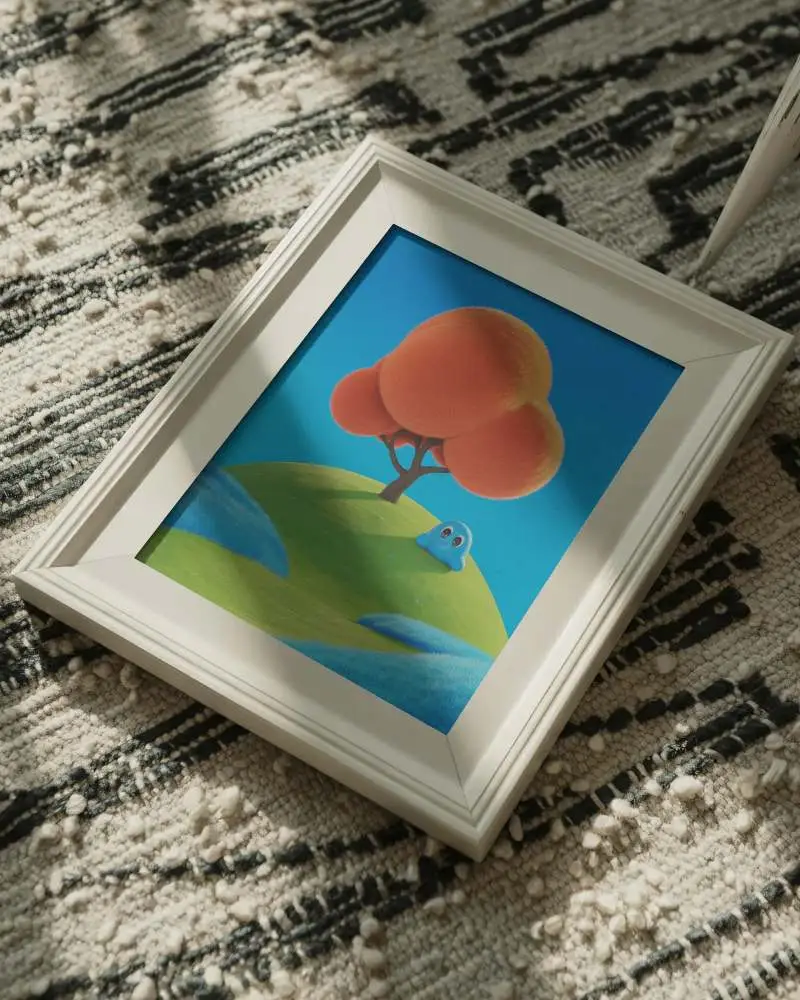 Premium Canvas Frame Mockup Placed On Patterned Floor Living Room Interior