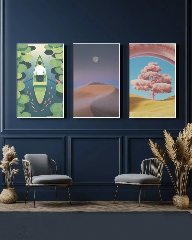 Modern Minimalist Living Room Canvas Mockup Wall Art Display Mockup Interior Decor Home Style