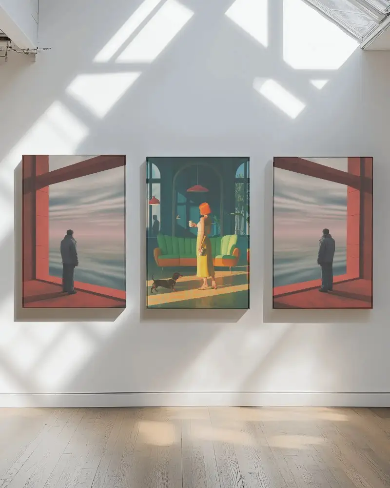 Gallery Wall Canvas Mockup Showcasing Minimalist Interior Lighting Shadow Effects