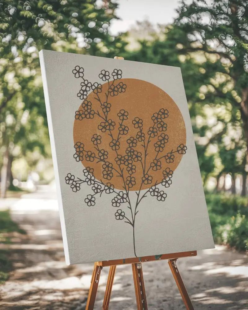 Outdoor Easel Canvas Mockup Park Surroundings Tranquil Creative Space