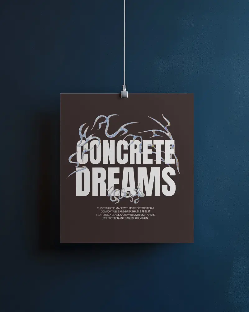 Hanging Paper Poster Mockup Square White Sheet With Clip Against Dark Blue Textured Background Minimal And Elegant Design 067