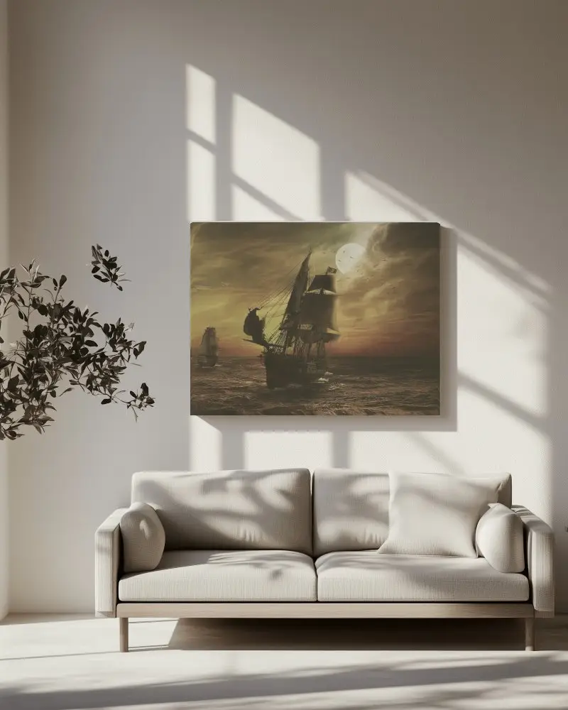 Sunlit Modern Living Room Canvas Mockup Neutral Toned Sofa Minimalist Design Serene And Elegant Ambience 080