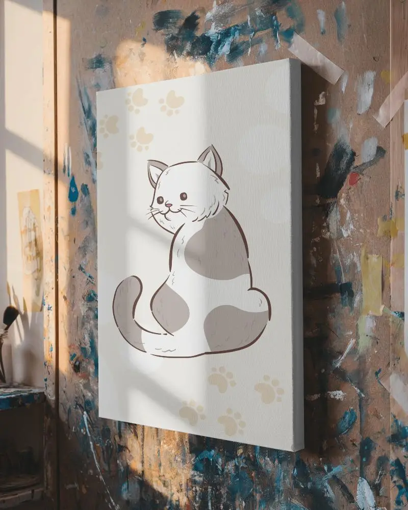 Artistic Studio Canvas Mockup Sunlit Room With Paint Splattered Wall And Creative Vibes