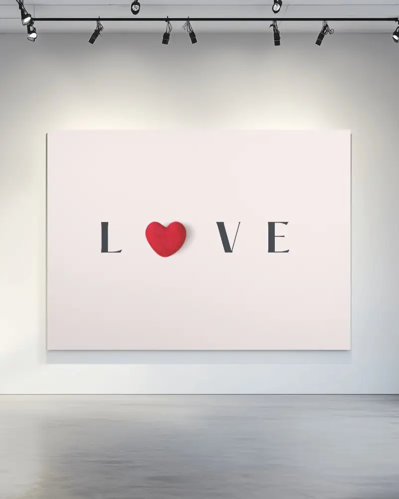 Spacious Modern Gallery Wall Canvas Mockup Large Horizontal Frame Under Track Lighting In Minimalist Exhibition Space