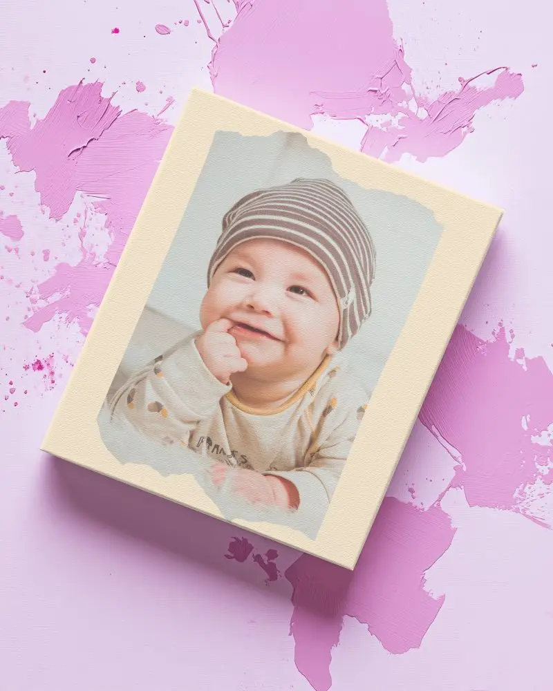 Angled Canvas Mockup On Textured Pink Artistic Background Creative Paint Splatter Aesthetic