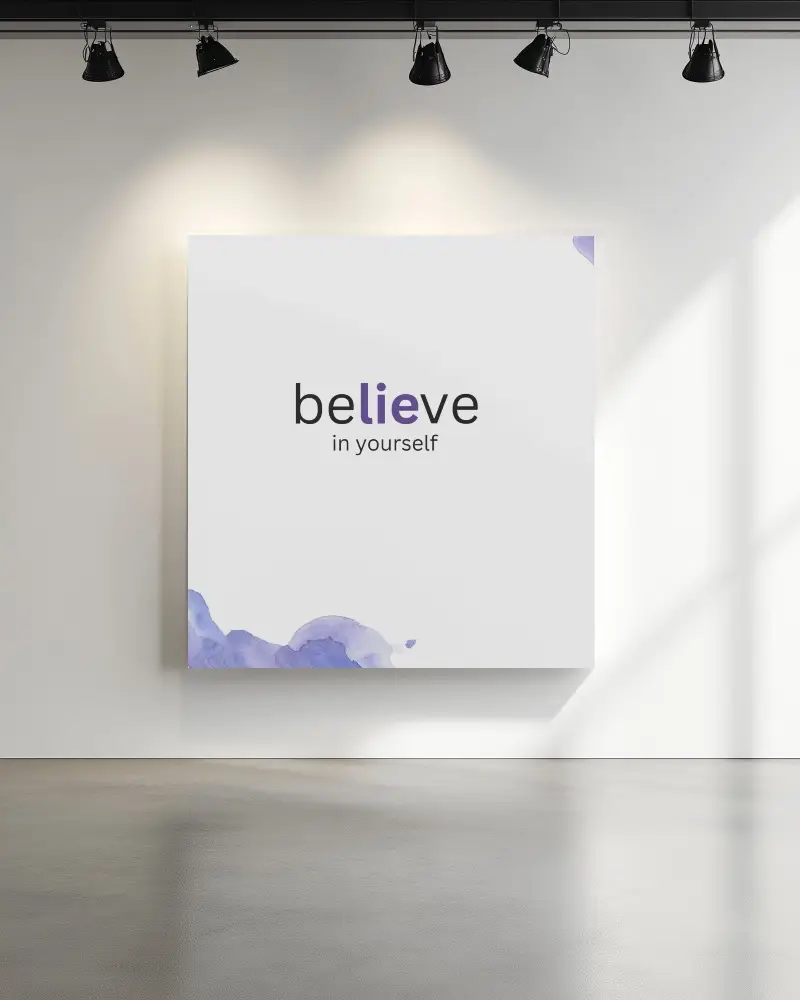 Elegant Gallery Wall Canvas Mockup Square Frame Under Spotlights With Soft Natural Lighting