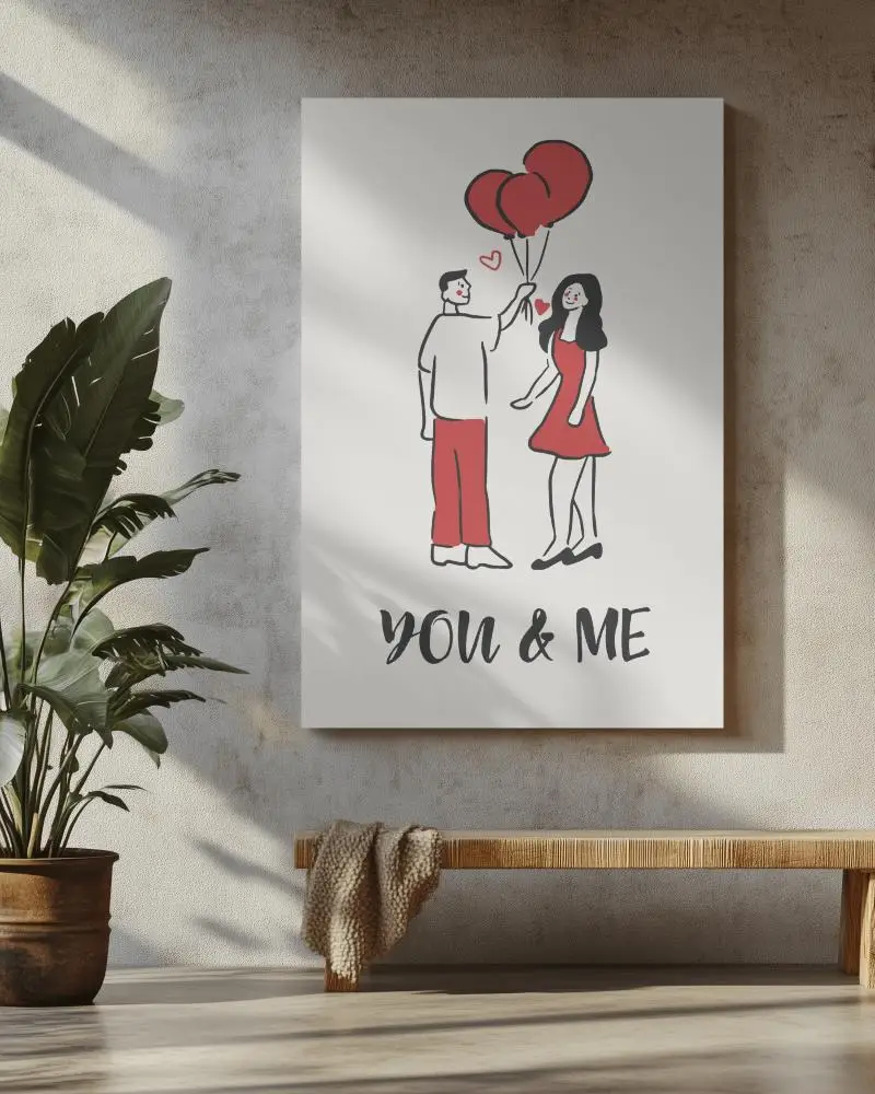 Boho Minimalist Interior Wall Canvas Mockup With Textured Plaster Wall Wooden Bench And Natural Light