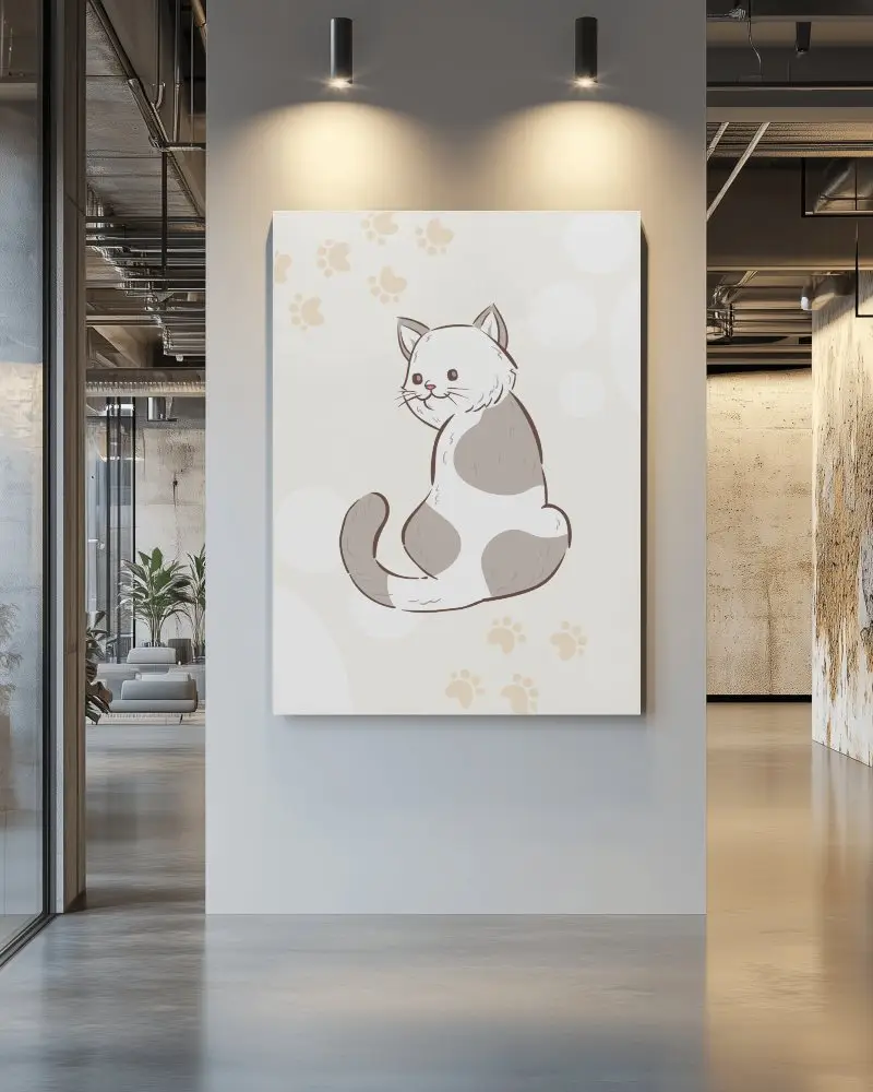 Modern Industrial Gallery Wall Canvas Mockup With Soft Spotlighting Glass Partitions And Contemporary Interior