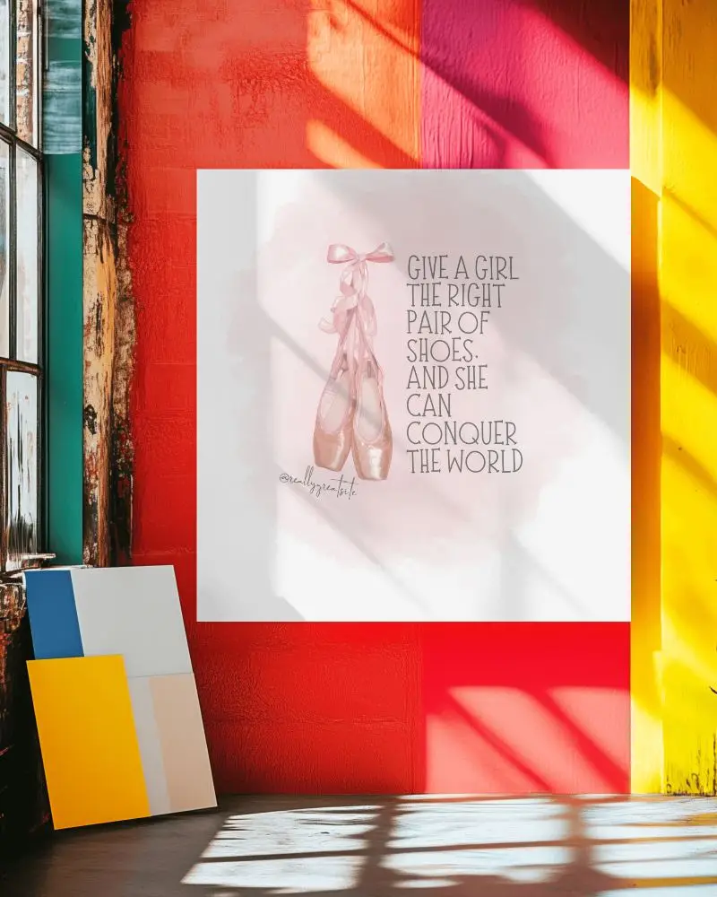 Vibrant Industrial Canvas Mockup Bold Red And Yellow Walls Dramatic Sunlight And Artistic Loft Atmosphere