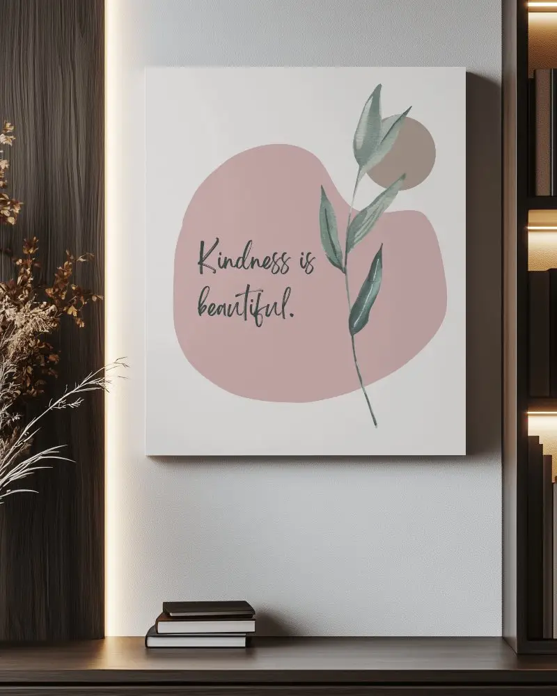 Modern Minimalist Canvas Mockup Warm Ambient Lighting Wooden Accents And Elegant Shelf Decor 096