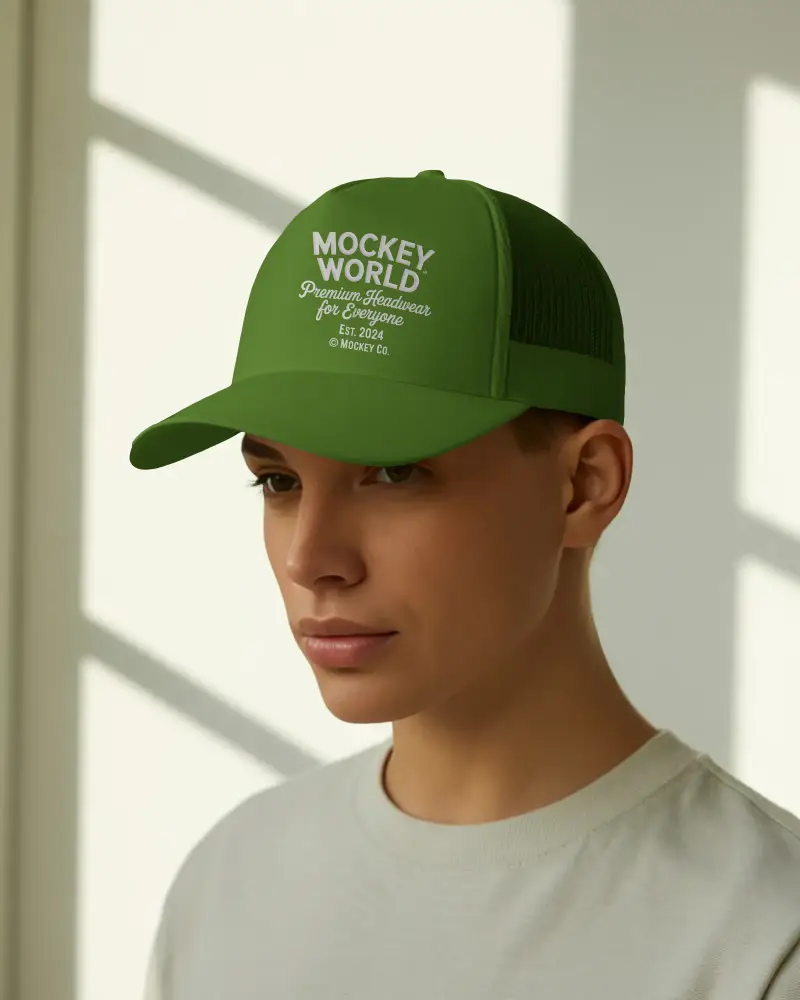 Premium Trucker Cap Mockup Curved Brim For Casual And Sporty Style All Day Comfort