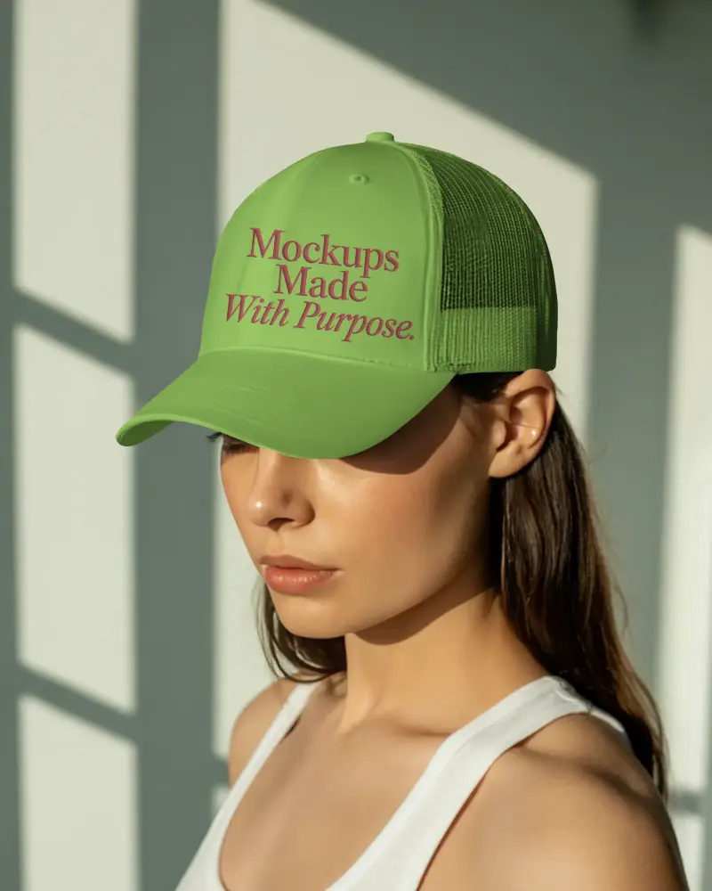 Classic Five Panel Mesh Back Cap Mockup Custom Logo Printing And Casual Wear Summer Style
