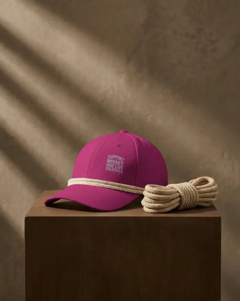 Minimalist Cap Mockup Displaying Modern Headwear Accessory With Natural Fiber Rope