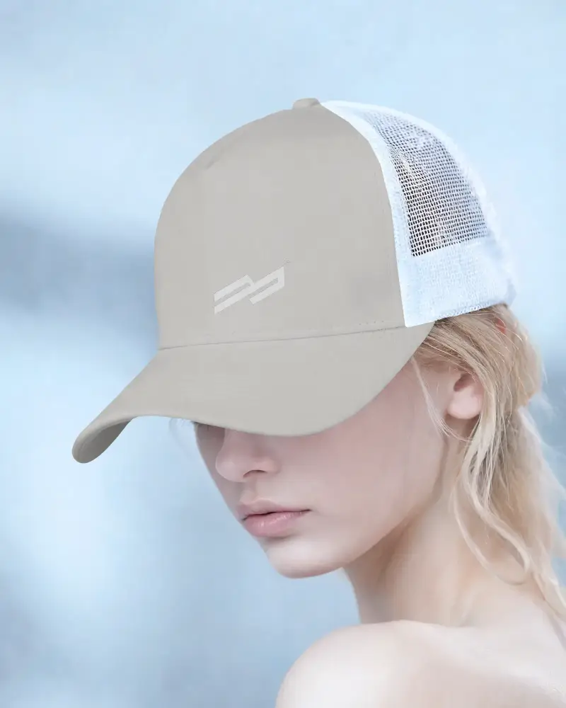 High Quality Blank Mesh Trucker Cap Mockup With Adjustable Back Strap For Promotions